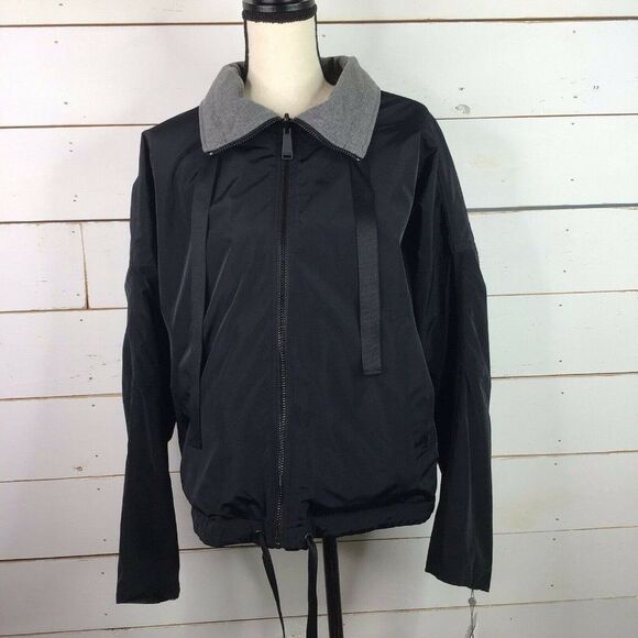 New DKNY Zip Up Jacket Activewear Reversible Black Gray Women's Large - Picture 1 of 11